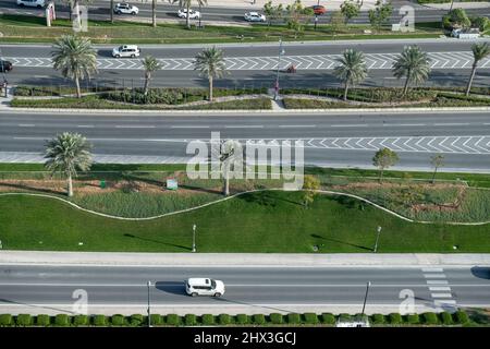 Aerial view of Peral Qatar Porto Arabia UDC Tower Pearl Qatar Stock ...