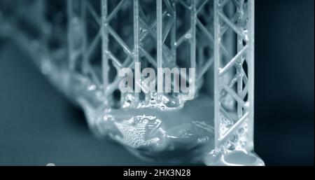 Stereolithography DPL 3d printer create detail and liquid drips, Stock Photo