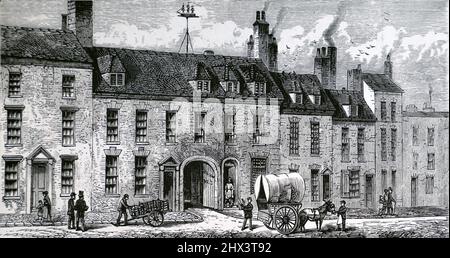 The Old Ship Works, Birmingham, England in the 19th Century; Black and White Illustration; Stock Photo