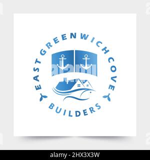 simple and modern logo seaside housing Stock Vector