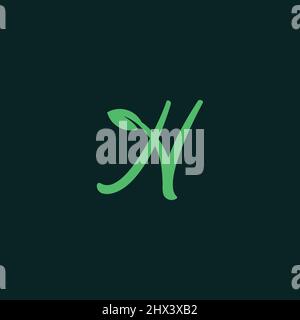 Natural logo with the initials of the letter H which is modern and professional Stock Vector