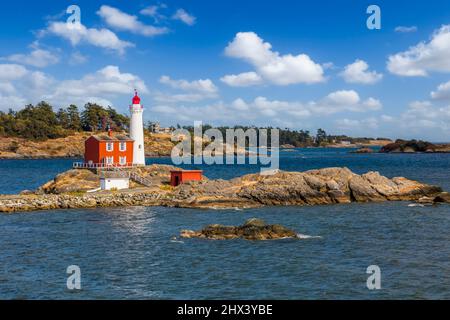Fisgard Lighthouse National Historic Site, on Fisgard Island at the mouth of Esquimalt Harbour in Colwood, British Columbia, Canada. Stock Photo