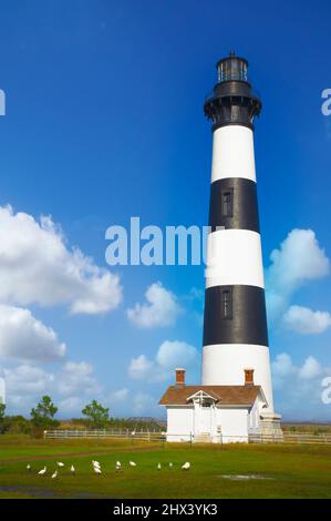 Bodie Island Lighthouse built 1872 ,165 high, located in Cape Hatteras National Seashore on the Outer Banks of North Carolinaa Stock Photo