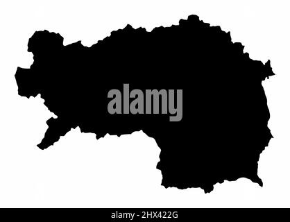 Styria state, silhouette map isolated on white background, Austria Stock Vector