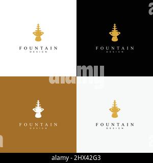 Luxury and modern fountain logo design 3 Stock Vector