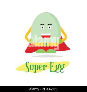 mascot super hero cheerful egg Stock Vector