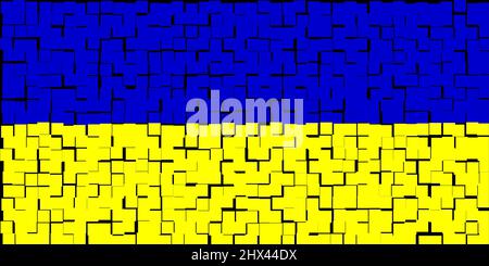 Ukraine. Ukrainian flag. Illustration of the flag of Ukraine. Horizontal design. Abstract design. Illustration. Map. Stock Photo