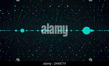 Abstract space background, geometry surfaces, lines and points. Abstract tunnel grid. Abstract Particles Background. Camera flying through the abstrac Stock Photo