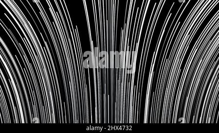 Abstract background with fast flying vertical bended lines on black ...