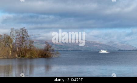 A panoramic view of Loch Lomond from Balloch in Scotland. Stock Photo