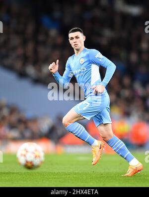 Phil Foden #47 of Manchester City scores to make it 4-0 during the ...