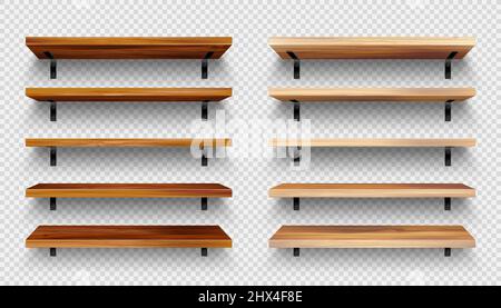 Realistic shelving set of white and black empty shelves and racks of ...