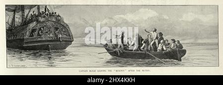 Captain Bligh set adrift from HMS Bounty after the mutiny Stock Photo