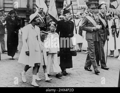 Crown Prince Baudouin and King Leopold III, with his second wife ...