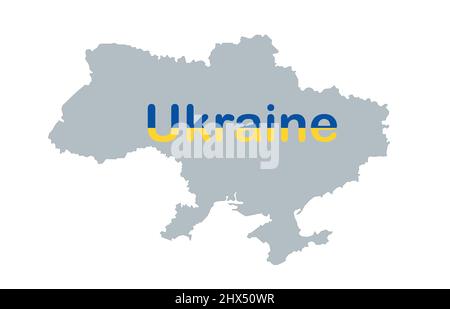 Ukraine Letters with Ukranian Flag and Outline of Ukraine. Vector Illustration. Stock Vector