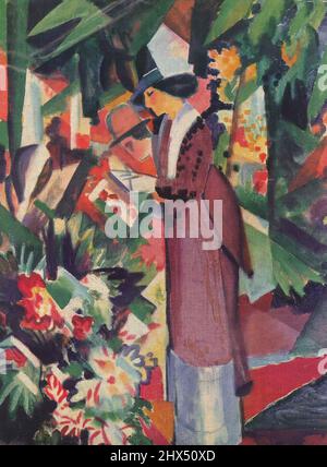 August Macke, Spaziergang in Blumen (1912), Walk in flowers, Walk amog flowers, Promenade dans les fleurs, 奧古斯特·馬克, 走在花叢中; Spacer wśród kwiatów Kubizm Stock Photo