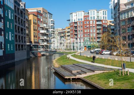Diemen, North Holland, The Netherlands, 05.03.2022, New, modern dutch neighbourhood in Diemen south, on the outskirts of Amsterdam, named Holland Park Stock Photo