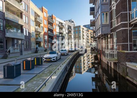 Diemen, North Holland, The Netherlands, 05.03.2022, Modern dutch neighbourhood with unique architecture in Diemen south, on the outskirts of Amsterdam Stock Photo