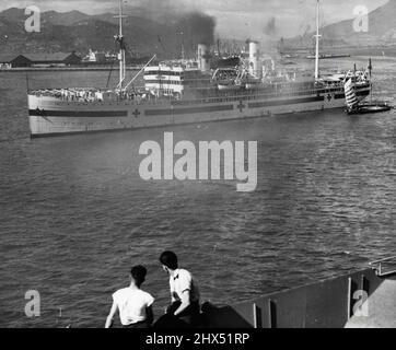 Operation invasion (Tenth Of Eleven) - Care of the Wounded during the assault landings Must be handled by Hospital ships since there are no 'Rear Lines' where the injured can be brought. Here the HMS maine pulls out of a South Korean Harbour to support the Amphibious operation at Inchon. October 20, 1950. (Photo by ACME). Stock Photo