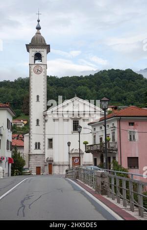 Slovenia, Littoral region, Kanal ob Soci, church Stock Photo