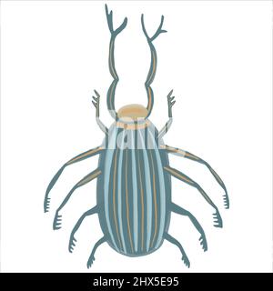 Exquisite stag beetle hand drawn in boho style. Vector illustration. Stock Vector