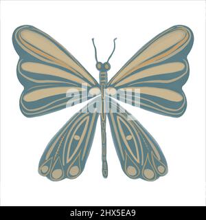 Exquisite butterfly hand drawn in boho style. Vector illustration. Stock Vector