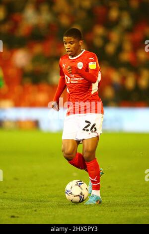 Oakwell, Barnsley, England - 8th March 2022 Rmy Vita (26) of Barnsley - during the game Barnsley v Stoke City, Sky Bet EFL Championship 2021/22, at Oakwell, Barnsley, England - 8th March 2022,  Credit: Arthur Haigh/WhiteRosePhotos/Alamy Live News Stock Photo