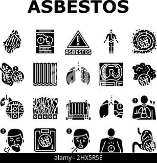 Asbestos Material And Problem Icons Set Vector Stock Vector