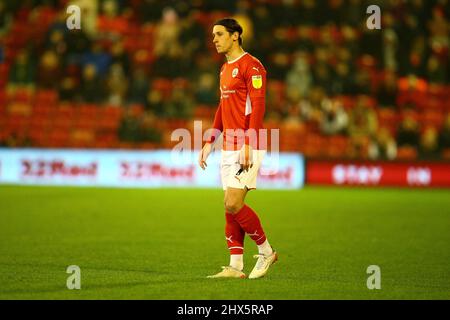 Oakwell, Barnsley, England - 8th March 2022 Callum Brittain (7) of Barnsley - during the game Barnsley v Stoke City, Sky Bet EFL Championship 2021/22, at Oakwell, Barnsley, England - 8th March 2022,  Credit: Arthur Haigh/WhiteRosePhotos/Alamy Live News Stock Photo