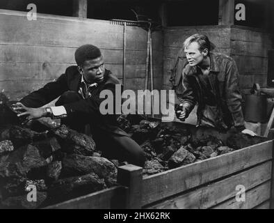 'No Way Out' - A Scene form the Twentieth Century-Fox Production. Sidney Poitier & Richard Widmark. November 07, 1950. Stock Photo