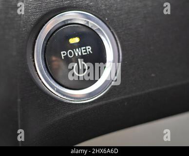 Power button with led light on Stock Photo