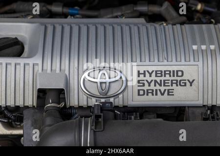 Swat, Pakistan, February 21,2022: Toyota prius car engine bay Stock Photo