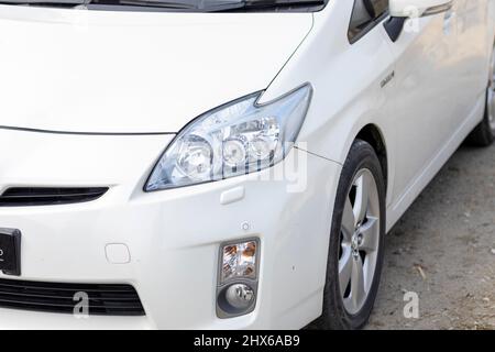 Swat, Pakistan, February 21,2022: Toyota prius car headlight Stock Photo