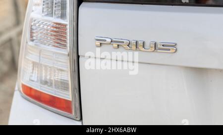 Swat, Pakistan, February 21,2022: Toyota prius car logo Stock Photo