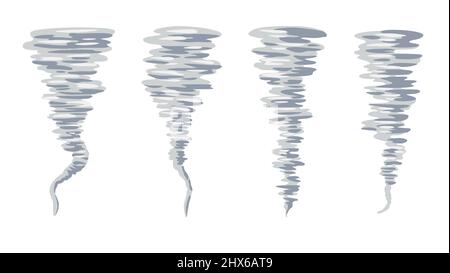 Set of tornado swirls. Vector cartoon hand drawn illustration. Stock Vector