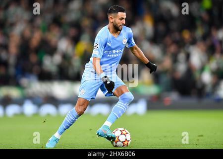 Manchester, UK. 03rd Mar, 2022. Riyad Mahrez (26 Manchester City) in action during the UEFA Champions League round of 16 second leg match between Manchester City and Sporting Lisbon at Etihad stadium in Manchester. Will Palmer/SPP Credit: SPP Sport Press Photo. /Alamy Live News