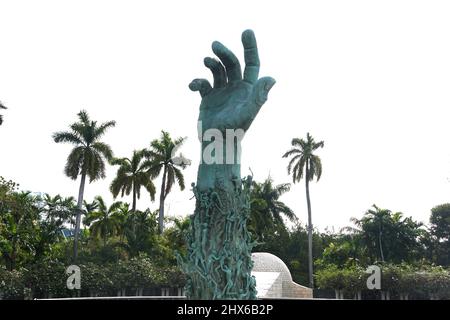 Miami Beach, Florida, U.S.A - February 17. 2022 - The Holocaust Memorial on a sunny day Stock Photo