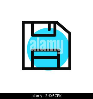 Floppy disk memory and file save symbol. Pixel perfect, editable stroke icon Stock Vector