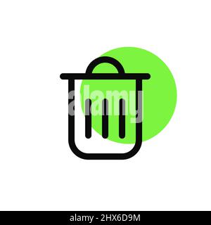 Minimal line art waste basket icon. Pixel perfect, editable stroke Stock Vector