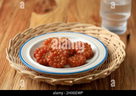 Selected Focus Yakgwa, Korean Traditional Confectionery, Sweet Candy Honey Cookies Stock Photo