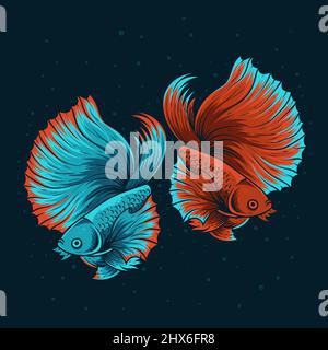 illustration two beautiful beta fish Stock Vector