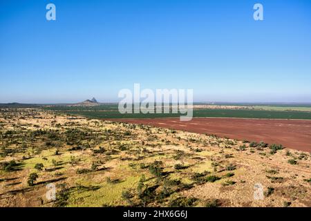 Aerial of Wolfang Peak in Peak Range National Park Central Queensland near Moranbah Queensland Australia Stock Photo