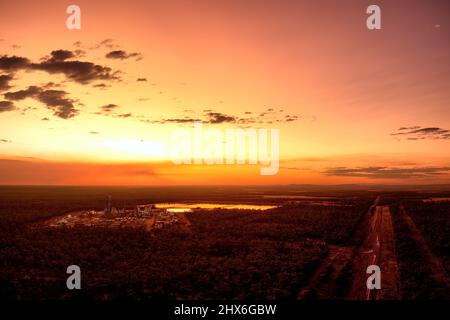 Aerial of the Dyno Nobel ammonium nitrate manufacturing factory site near Moranbah Queensland Australia Stock Photo