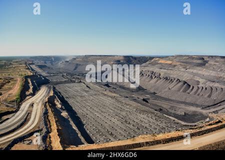 Aerial of Peak Downs open cut coal mine near Moranbah Central Queensland Australia Stock Photo