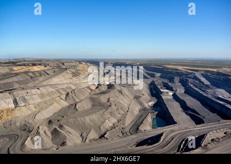 Aerial of Peak Downs open cut coal mine near Moranbah Central Queensland Australia Stock Photo