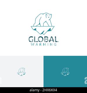 Global Warming Snow Ice Polar Bear Logo Template Stock Vector