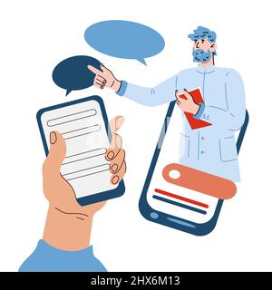 Online medical consultation cartoon vector illustration isolated on white. Stock Vector
