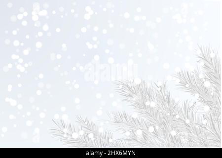 Winter tree branch xmas tree on a background of snowy frosty air as a seasonal card Stock Photo