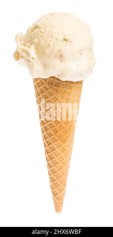 Coconut - almond ice cream cone isolated on white background Stock Photo