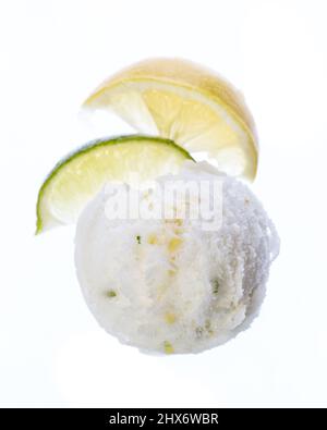 lemon ice cream scoop isolated in white background Stock Photo